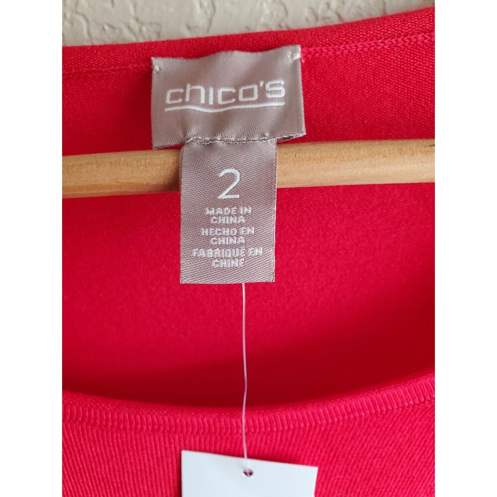 Chico's Outlet 2 Pullover Sweater Top Rolled Round Neck Classic Comfort Red M - Picture 5 of 6